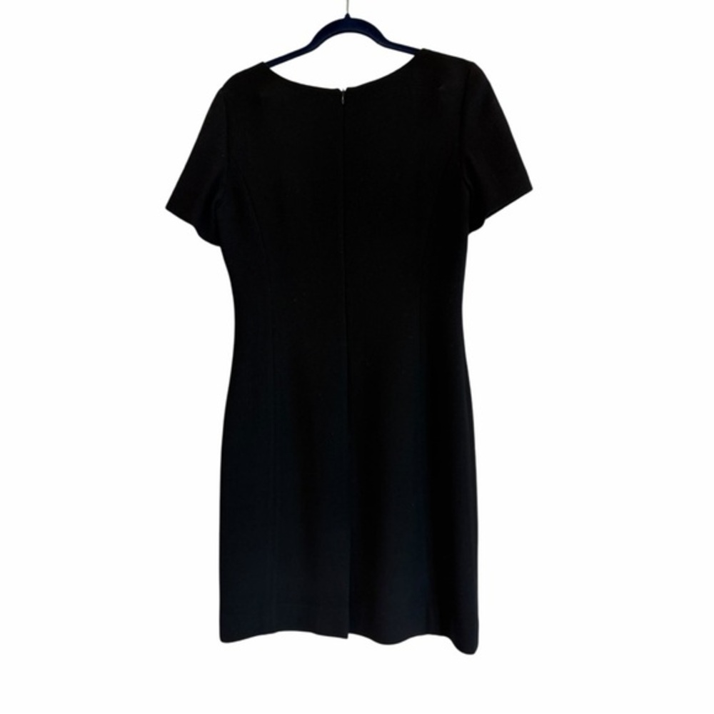 Albert Nipon Black Short-Sleeve Vintage Mini Sheath Dress